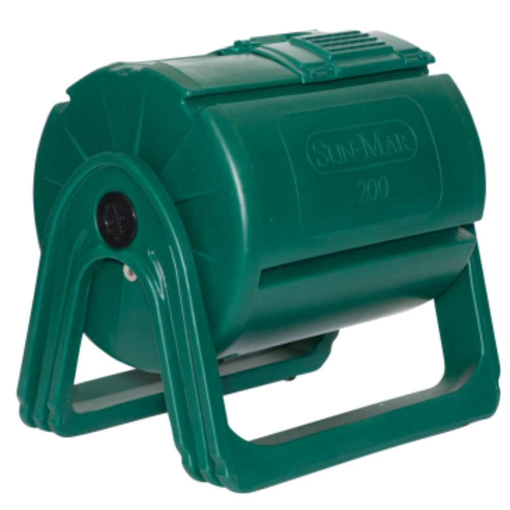 Sun-Mar Garden Composter 200 — Rotating Drum Composter for Kitchen Scraps and Garden Trimmings