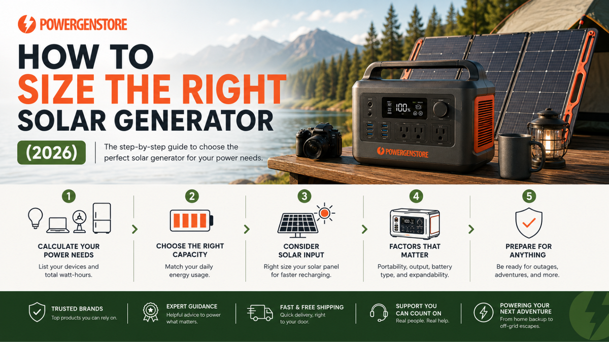 How to Size the Right Solar Generator (2026) – PowerGen Store