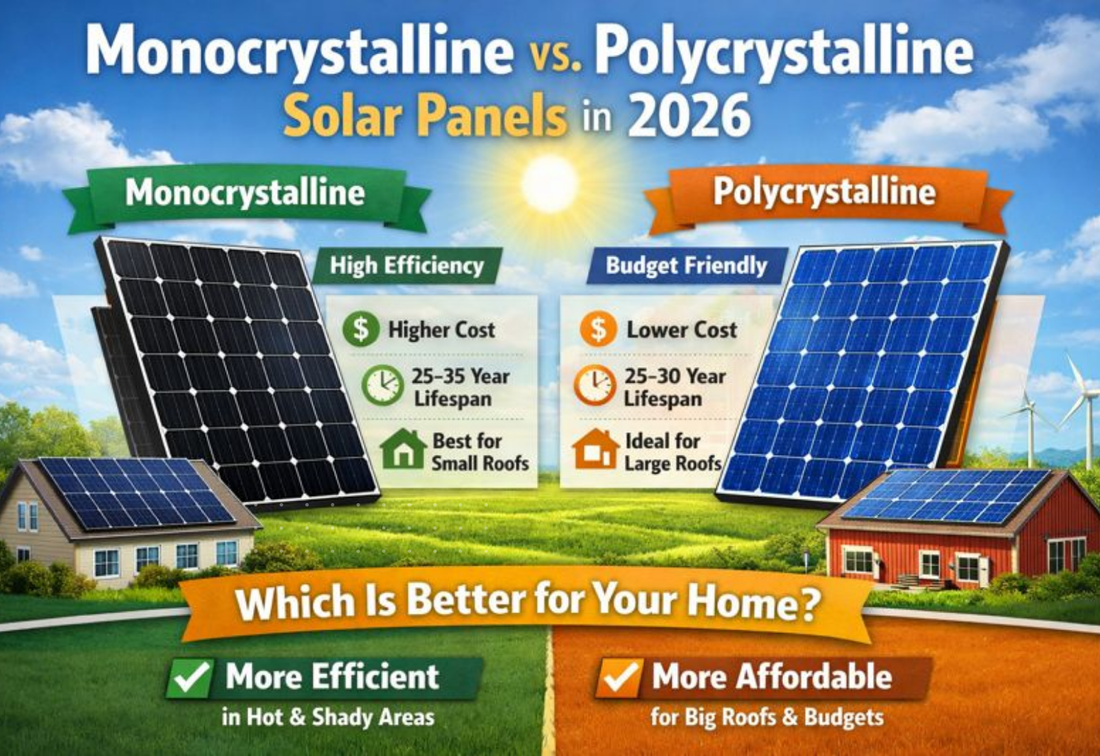 Monocrystalline vs. Polycrystalline Solar Panels: Key Differences, Cost, and Which Is Better in 2026