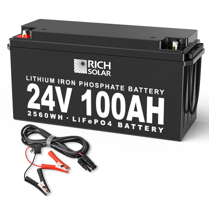 RICH SOLAR -24V 100Ah LiFePO4 Lithium Iron Phosphate Battery