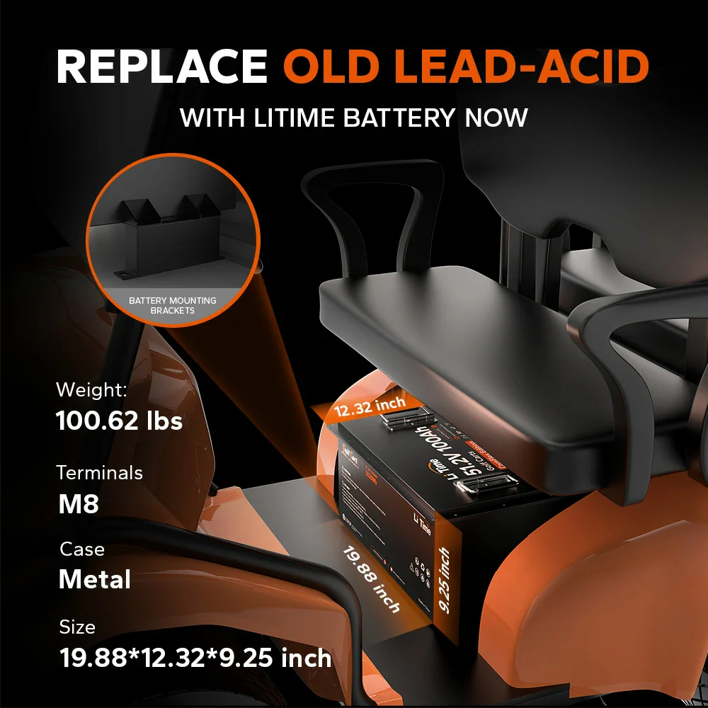 LiTime 48V (51.2V) 100Ah ComFlex Golf Cart & Agricultural Robot Battery with CAN/RS485
