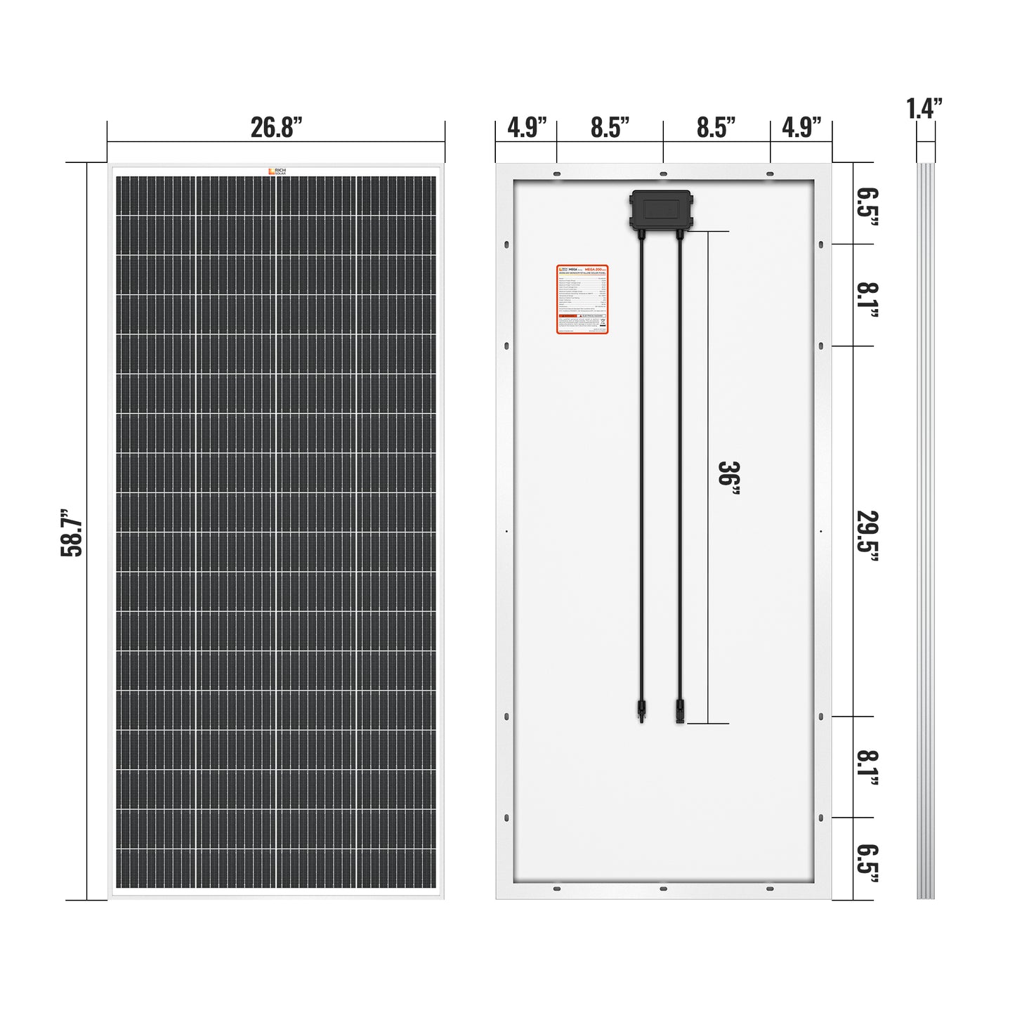 RICH SOLAR -MEGA 200 Watt Monocrystalline Solar Panel