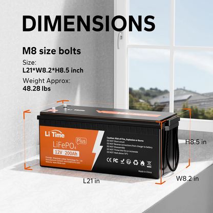 LiTime 12V 200Ah Plus LiFePO4 Lithium Battery with 200A BMS