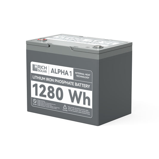 RICH SOLAR ALPHA 1 - 12V 100Ah LiFePO4 Lithium Iron Phosphate Battery w/ Internal Heat Technology and Bluetooth