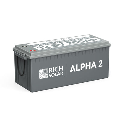 RICH SOLAR ALPHA 2 | 12V 200Ah LiFePO4 Lithium Iron Phosphate Battery w/ Internal Heat Technology and Bluetooth