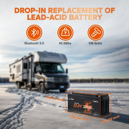 LiTime 12V 230Ah Bluetooth LiFePO4 Lithium Battery with Low-Temp Protection