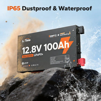 LiTime 12V 100Ah Ultra Slim Bluetooth Self-Heating Lithium Battery