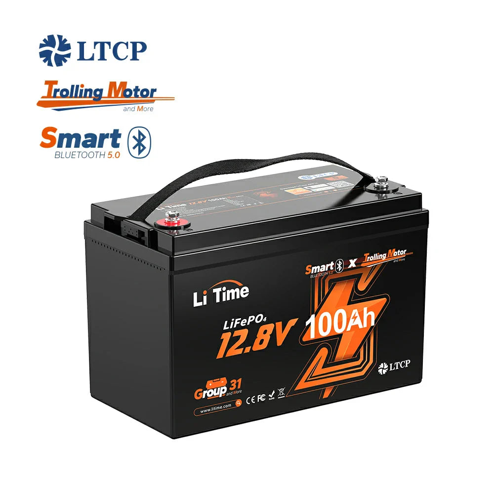 LiTime 12V 100Ah TM Bluetooth Trolling Motor LiFePO4 Lithium Battery