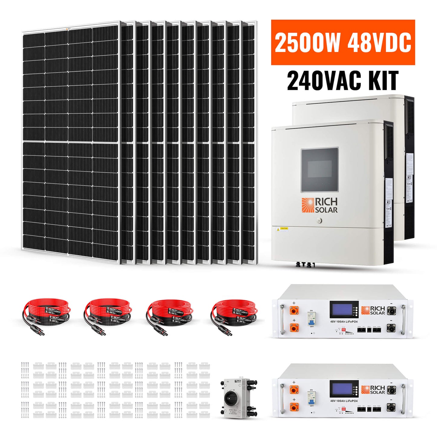 RICH SOLAR -2500W 48VDC-240VAC Solar Kit