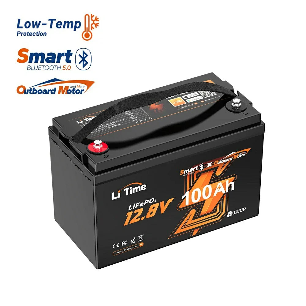 LiTime 12V 100Ah OBM Bluetooth Electric Outboard Motor Lithium Battery