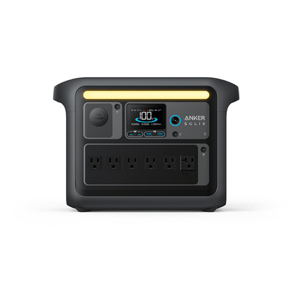 Anker SOLIX BP1000X Expansion Battery - Front View Showing Ports and LCD