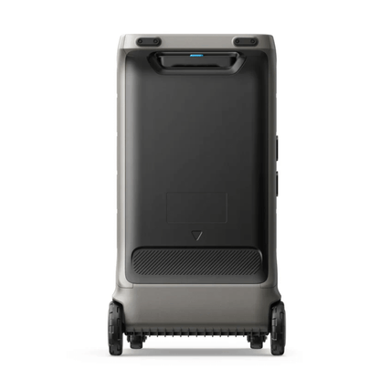 Back view of Anker SOLIX F3800 Plus Portable Power Station - 3840Wh | 6000W with wheels and handle.