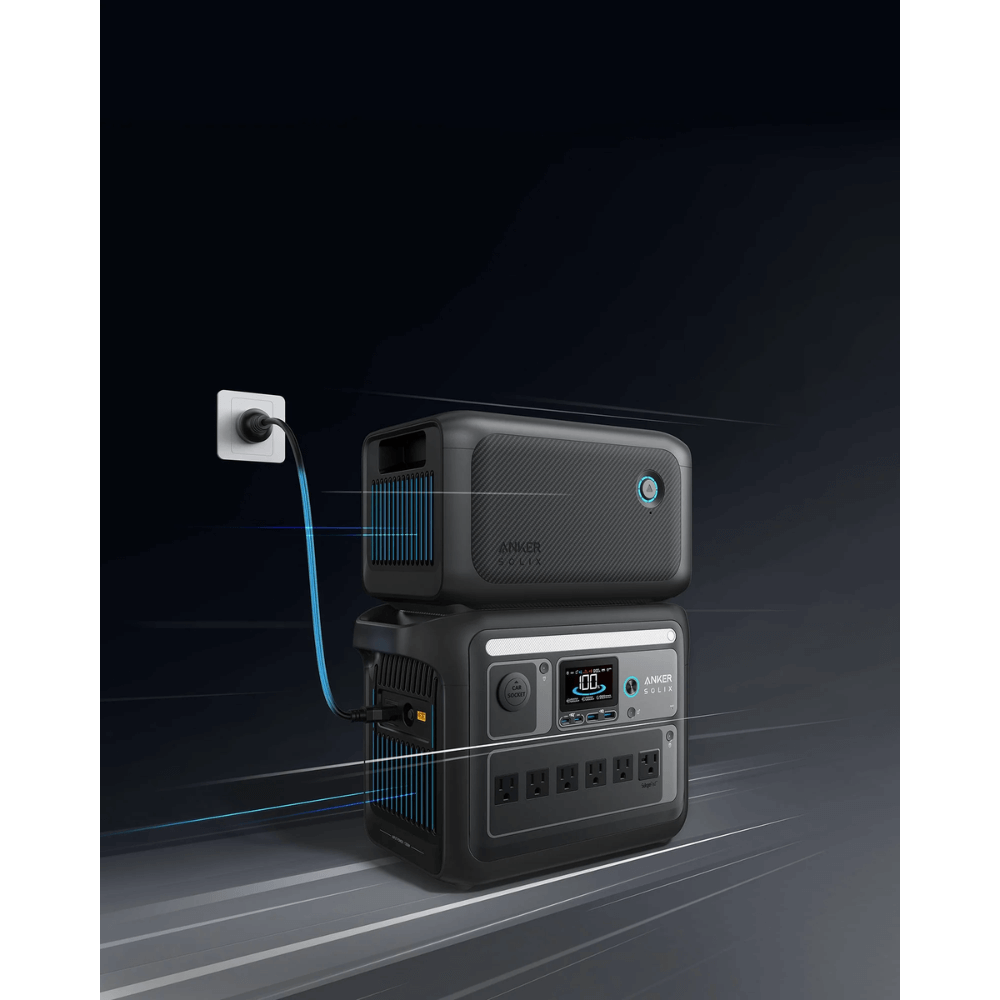 Anker SOLIX BP1000X Expansion Battery - Displaying Expansion Battery with Power Station Plugged In
