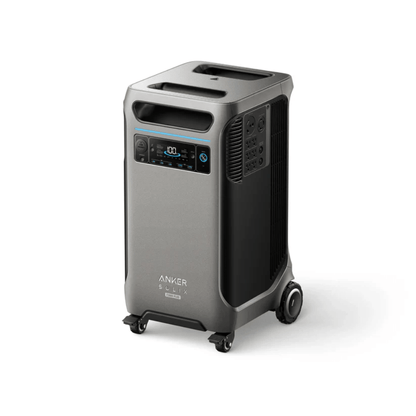 Anker SOLIX F3800 Plus Portable Power Station - 3840Wh | 6000W with user-friendly control panel and wheels for easy transport.