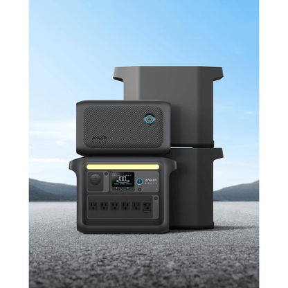 Anker SOLIX BP1000X Expansion Battery Image displaying multiple Power Stations with Expansion Battery Ideal for Camping, Vanlife and Battery Backup