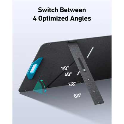 Anker SOLIX PS200 Portable Solar Panel showing adjustable angle options for optimal sun exposure.