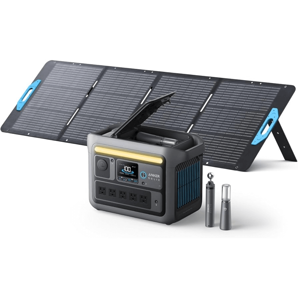 Anker SOLIX C800X Solar Generator and 200W Solar Panel for portable off-grid power solutions.