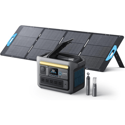Anker SOLIX C800X Solar Generator and 200W Solar Panel for portable off-grid power solutions.