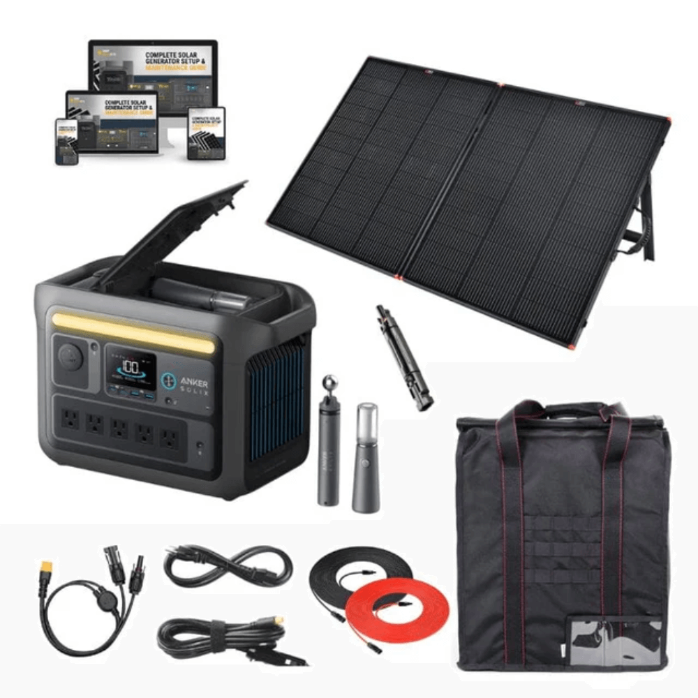 Anker SOLIX C800X Solar Generator with 200W Solar Panel and accessories for off-grid power solutions.