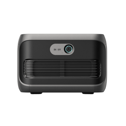 Anker SOLIX F3800 + F3800 Expansion Battery front view with power button.