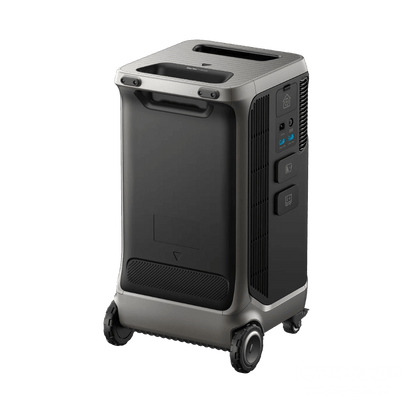 Anker SOLIX F3800 Plus + Expansion Battery portable power station with wheels.