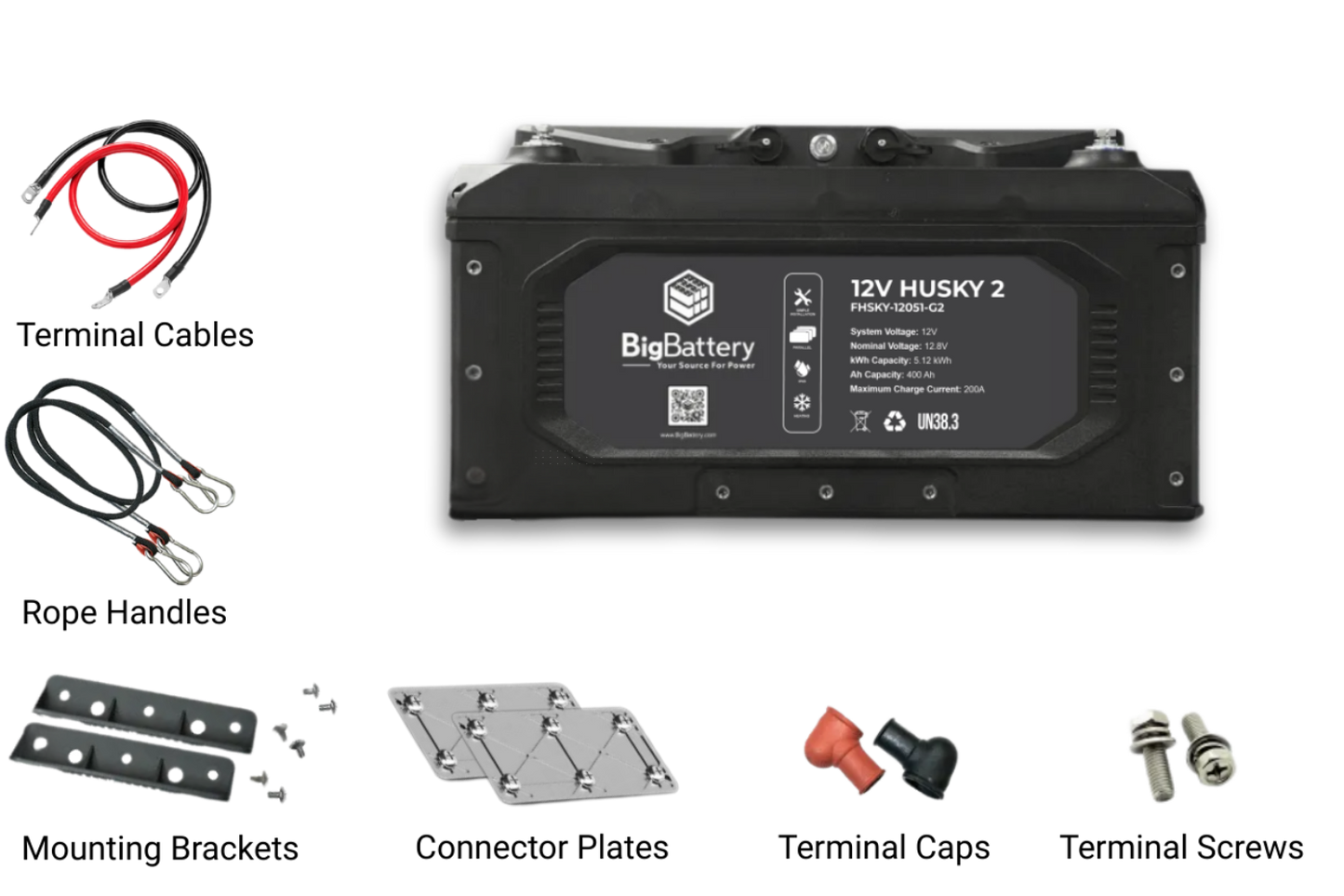 BigBattery 12V HUSKY 2 INV Lithium Battery 5.12kWh 400Ah LiFePO4 Inverter Comms