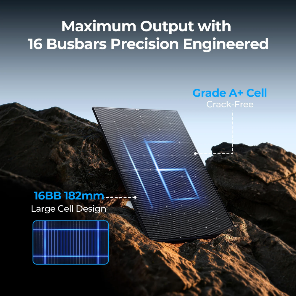 BougeRV 400 Watt N-Type Rigid Bifacial 16BB Mono Solar Panel