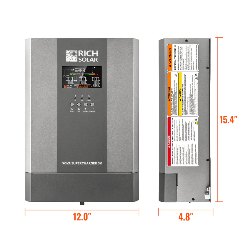RICH SOLAR NOVA SUPERCHARGER 3K | 3000W 12V Pure Sine Wave Inverter Charger