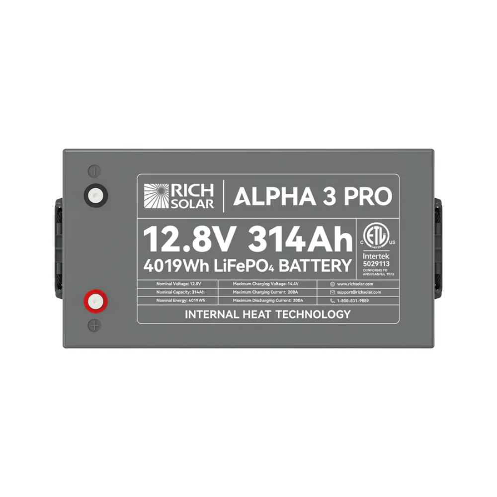 RICH SOLAR ALPHA 3 PRO | 12V 314Ah LiFePO4 Battery with Built-in Heater & Bluetooth