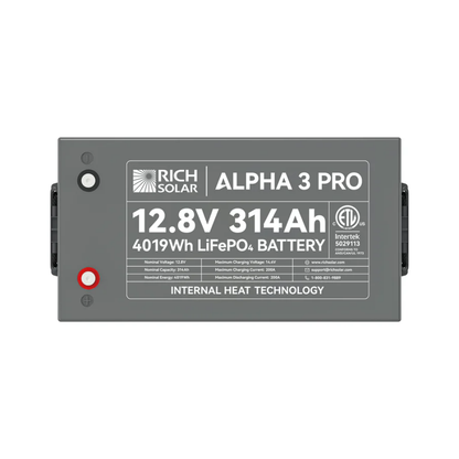 RICH SOLAR ALPHA 3 PRO | 12V 314Ah LiFePO4 Battery with Built-in Heater & Bluetooth