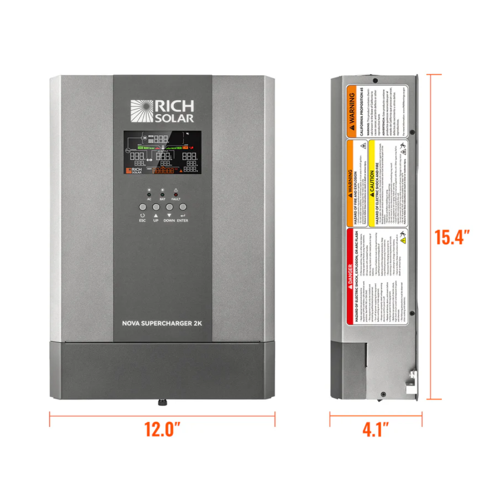RICH SOLAR NOVA SUPERCHARGER 2K | 2000W 12V Pure Sine Wave Inverter Charger