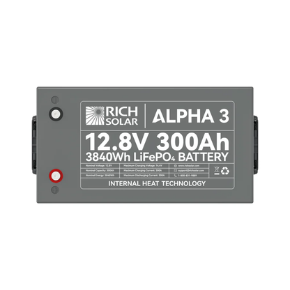 RICH SOLAR ALPHA 3 | 12V 300Ah LiFePO4 Battery with Internal Heat Technology & Bluetooth