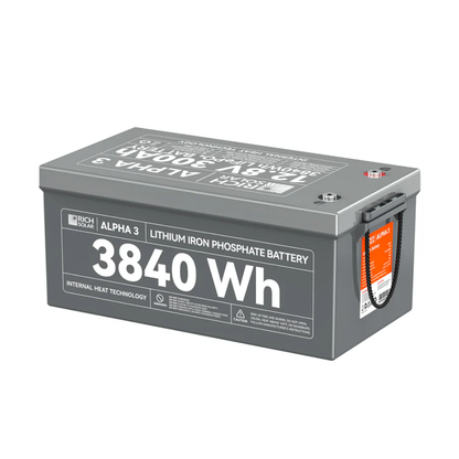 RICH SOLAR ALPHA 3 | 12V 300Ah LiFePO4 Battery with Internal Heat Technology & Bluetooth