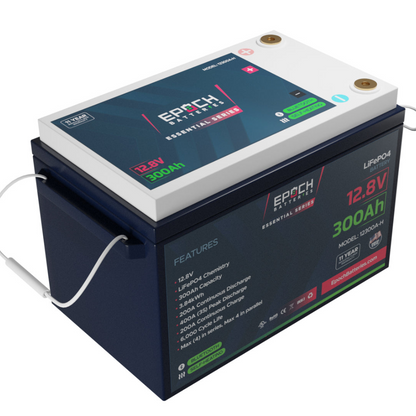 Epoch Batteries - 12V 300Ah Essential Series - Bluetooth & Heated LiFePO4 Battery