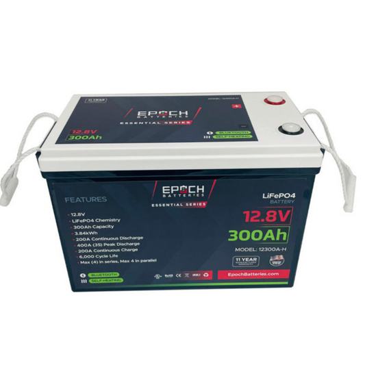 Epoch Batteries - 12V 300Ah Essential Series - Bluetooth & Heated LiFePO4 Battery