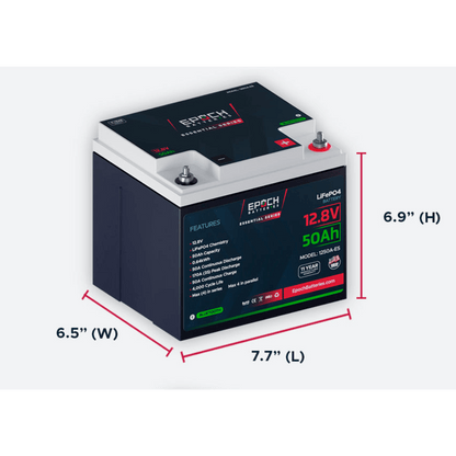 Epoch Batteries - 12V 50Ah Essential Series - Bluetooth LiFePO4 Battery