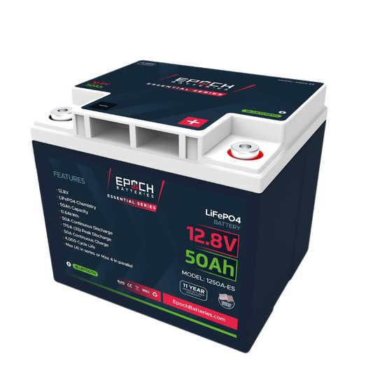 Epoch Batteries - 12V 50Ah Essential Series - Bluetooth LiFePO4 Battery