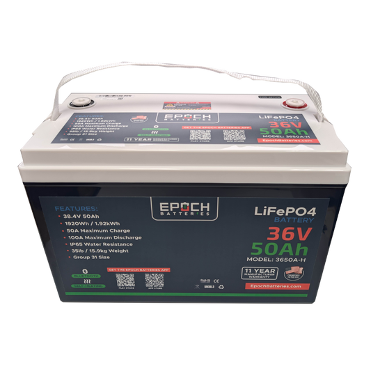 Epoch Batteries - 36V 50Ah Essential Series - Bluetooth & Heated LiFePO4 Battery