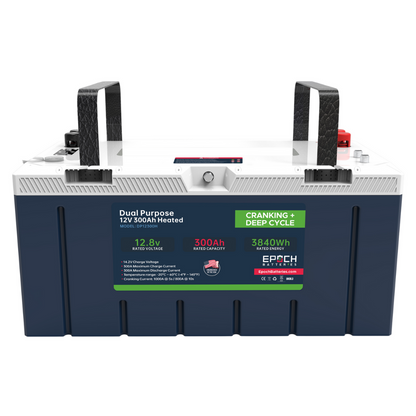 Epoch Batteries - 12V 300Ah Pro Series - LiFePO4 Cranking & Deep Cycle Lithium Battery (Dual Purpose)