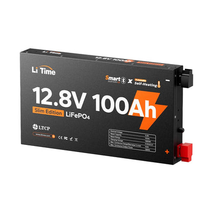 LiTime 12V 100Ah Ultra Slim Bluetooth Self-Heating Lithium Battery