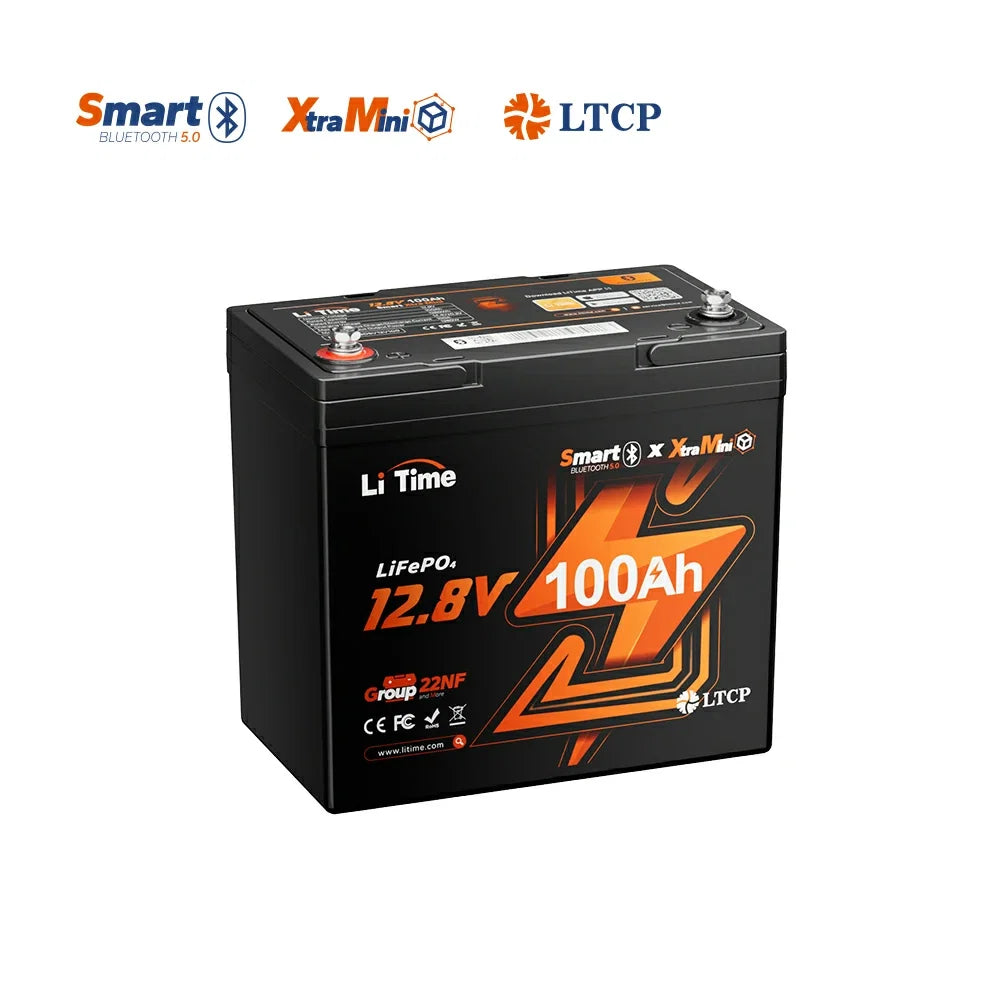 LiTime 12V 100Ah Xtra-Mini Bluetooth LiFePO4 Lithium Battery