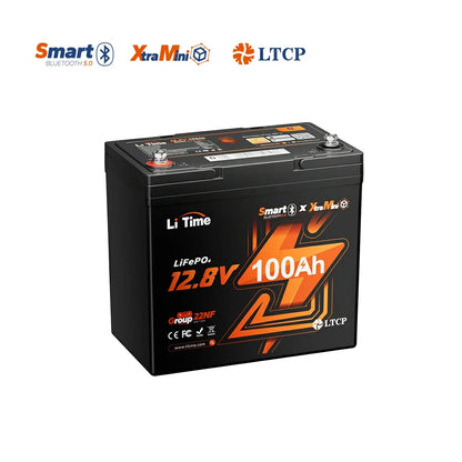LiTime 12V 100Ah Xtra-Mini Bluetooth LiFePO4 Lithium Battery