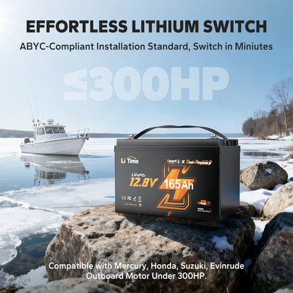 LiTime 12V 165Ah 1200 CCA Dual-Purpose Marine Bluetooth Lithium Battery