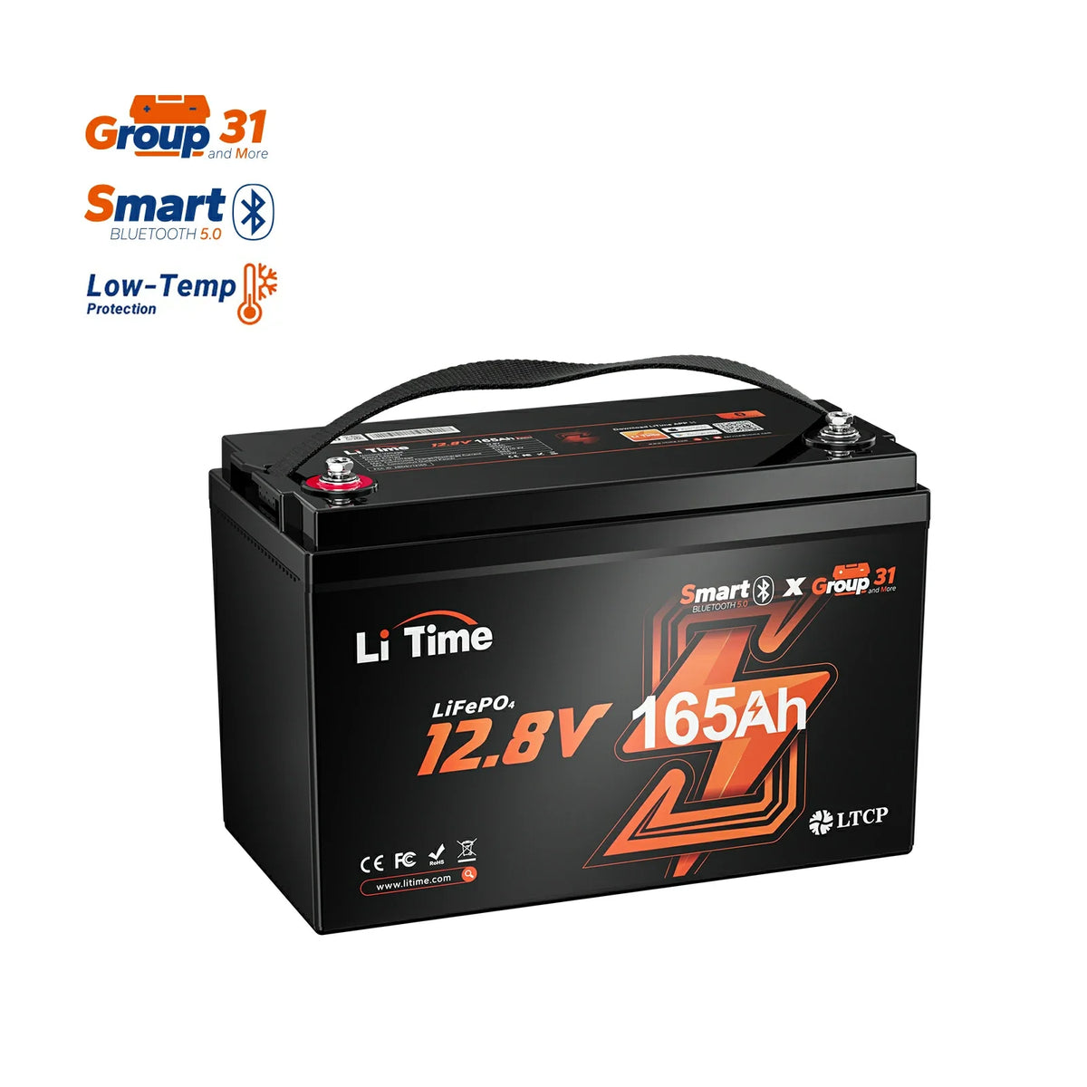 LiTime 12V 165Ah Bluetooth LiFePO4 Lithium Battery