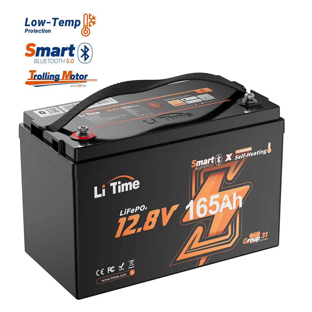 LiTime 12V 165Ah Bluetooth Self-Heating LiFePO4 Lithium Battery