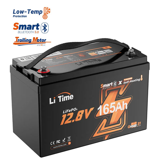 LiTime 12V 165Ah Bluetooth Self-Heating LiFePO4 Lithium Battery