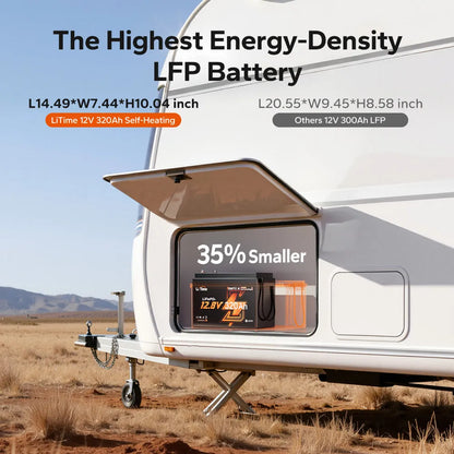 LiTime 12V 320Ah Mini Bluetooth Self-Heating LiFePO4 Lithium Battery