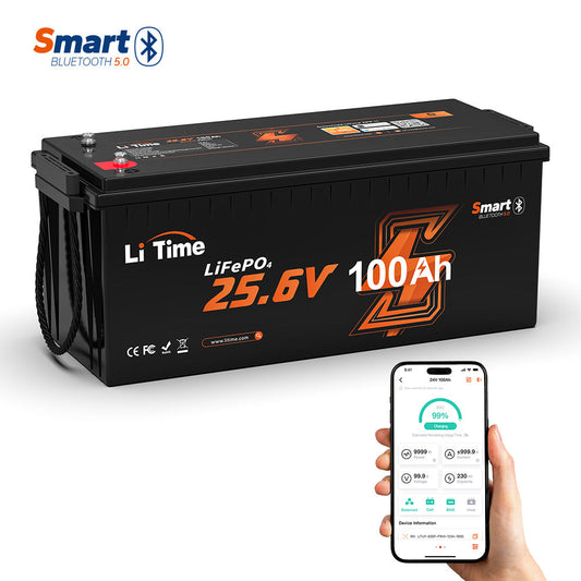 LiTime 24V 100Ah Bluetooth LiFePO4 Lithium Battery with Low-Temp Protection