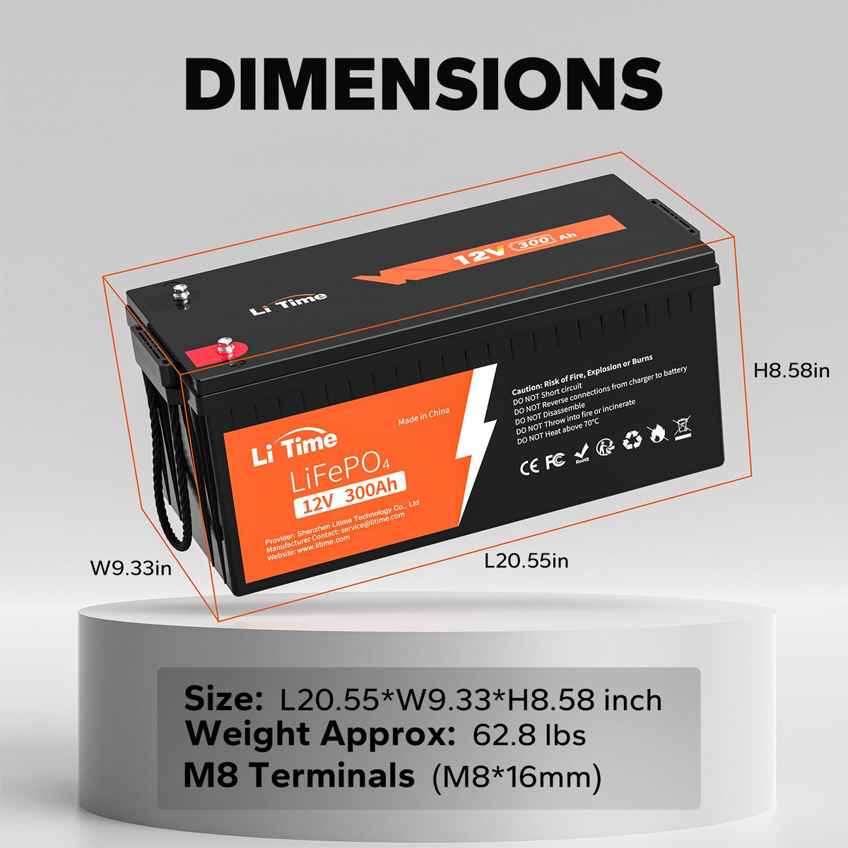 LiTime 12V 300Ah LiFePO4 Deep Cycle Lithium Battery