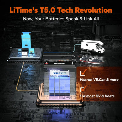LiTime 12V 100Ah Smart ComFlex Bluetooth LiFePO4 Lithium Battery